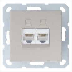 Изображение Интернет-розетка RJ45 двойная с накладкой, цвет шампань